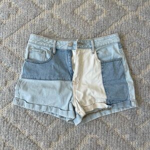 Pacsun denim color block shorts